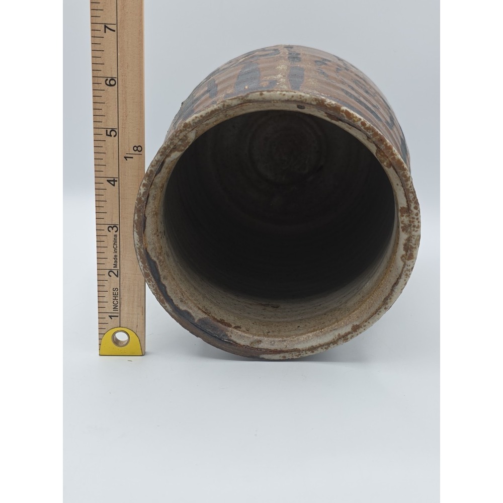 Brutalist Primative Studio Art MCM Vase Abstract Patten Signed Schultz‎ - Picture 11 of 11